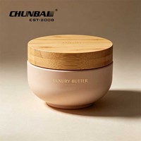 Pot cosmétique en plastique de 500 ml, forme bol, couleur personnalisée, luxe, esthétique, pour soin de la peau, beurre corporel, avec couvercle en bambou, pour masque facial