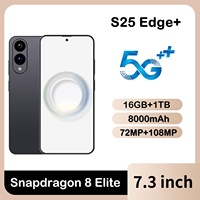Smartphone S25 Edge+ Deca Core, appareil photo 108MP, batterie 8000mAh, 16GB+1TB RAM/ROM, charge rapide, charge sans fil, prise en charge de l'anglais, 5G