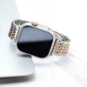 Correa de acero inoxidable Upro de 9 eslabones para Apple Watch Series 11 10 9 8, brazalete metálico de 9 filas con cierre desplegable - Product Image 4