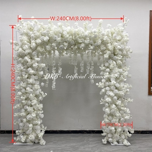 DKB Wholesale White Artificial Silk Flower Arch Wedding <b>Backdrop</b> 7-8ft Steel Frame Eco-Friendly Customizable DIY Event <b>Party</b> - Product Image 3