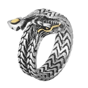 yunnique <b>Snake</b> <b>Ring</b> Unisex <b>Silver</b> Gold Accent Animal Zodiac Design Fashion Jewelry Gift - Product Image 5