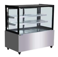 Vitrine réfrigérée commerciale pour gâteaux en verre droit, refroidissement par air, présentoir à pâtisseries et desserts avec éclairage LED