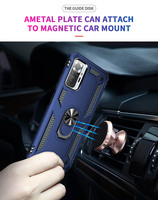 Couverture de téléphone antichoc de protection complète pour XIAOMI Redmi Note 10 Pro Max support d'anneau en métal rotatif étuis en TPU robustes