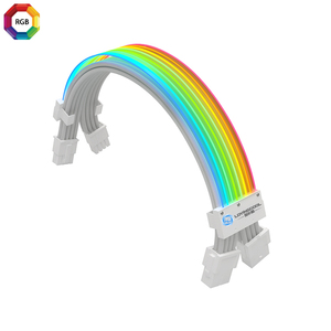 2023 OEM-Netzteil RGB-Kabel 2*8(6 2)Pin ARGB GPU-Netzteil kabel Voll weißes <span class=keywords><strong>Strimer</strong></span>-Verlängerungskabel-Kit 5V 3Pin synchron isiert - Product Image 1