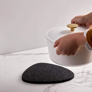 Custom shape heat resistant wool felt desk pad mat cooking pot holders to protect countertops from moisture and scratches