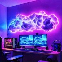 Lampe de nuit LED 3D en forme de nuage de foudre avec synchronisation musicale - Bande lumineuse LED intelligente RGB pour chambre à coucher, salle de jeux, fête