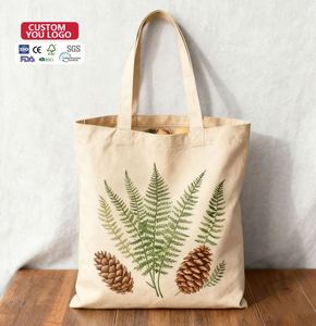 Sac fourre-tout en toile de coton recyclé durable, imprimé sur mesure, avec fermeture éclair, bandoulière, réutilisable pour la plage, les courses, personnalisable - Product Image 1