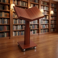 Support de Coran en bois réglable de qualité supérieure avec roulettes, support de livre mobile Rehal pour la lecture, les prières, les conférences et l'utilisation en mosquée