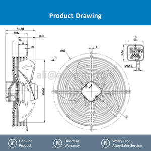 Ventilateur de refroidissement axial industriel électrique en acier inoxydable OEM pour condenseur, pour S4E350-8317073738, 230V, 130W, 1400 tr/min, 0,58A - Product Image 4