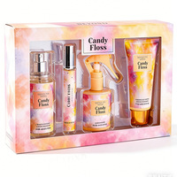 Coffret Cadeau Parfum Femme 4 Pièces – Brume Corporelle Longue Durée, Parfum Cheveux, Mini Parfum, Lait Corporel – Kit de Voyage Soin Beauté