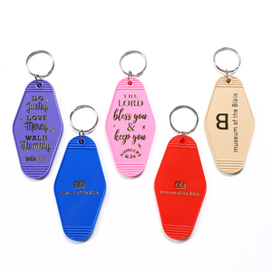 Promotionnel personnalisé estampage à chaud impression Vintage Motel chambre porte-clés Motel porte-clés rétro blanc - Product Image 4