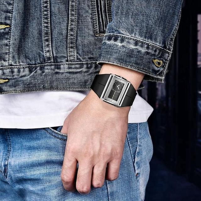 OHSEN AD0518 Wristwatch Reloj Masculino 50M Diving Digital LCD Sport Men Dual Display Rubber Band Fashion Sport Electronic Watch