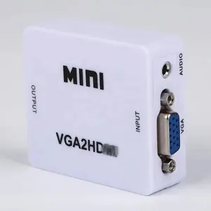 Grosir kotak konverter VGA ke HDTV Mini 1080P VGA2HDTV adaptor untuk PC Laptop DVD ke HDTV