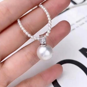 Pendentif en argent S925, accessoire de bricolage, perles rondes plates de 9 à 12 mm, boucle de collier vide pour colliers de perles, 30966 - Product Image 2