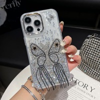 Coque de protection en gel électrolytique scintillant avec pompon papillon diamanté XP906, compatible avec iPhone 17 Pro Max, best-seller