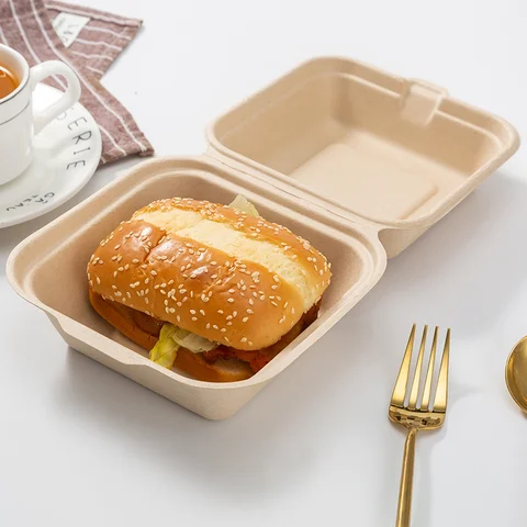 Biodegradable disposable food clamshell/3 5 compartments food box/tray
