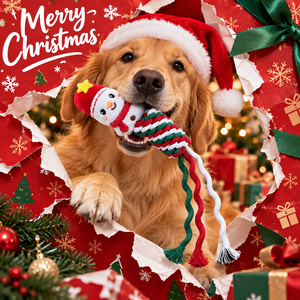 Juguete de Navidad para Perros con Diseño de Dibujos Animados, Juguete de Cuerda de Algodón para Masticar, Juguete de Peluche para Entrenamiento de Mascotas, Juguete Sonoro para Jugar en Interiores - Product Image 5