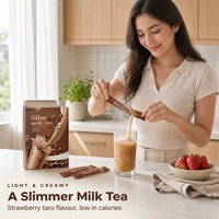 Café instantané crémeux Royhera en gros avec collagène et peptides L-Glutathion pour la perte de poids et l'amincissement, saveur fraise et taro