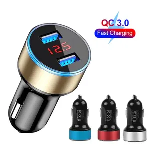 Auto ladegerät für Zigaretten anzünder Smartphone USB-Adapter Mobiltelefon Dual USB Digital anzeige Voltmeter Schnelles elektrisches Ladegerät