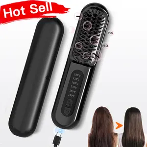 New Wireless Hair Straightener Professional Negative Lon Hair Straightener Brush Portable Electric Heated Hair Straightener Comb