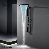 Sistema de Ducha SPA Montado en Pared con Panel de Ducha LED Multifuncional de Latón Cromado con Cascada y Lluvia, Masaje, Venta Caliente 2026