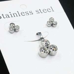 Ensemble de colliers en acier inoxydable avec pendentif en strass pour femmes, bijoux de fête, accessoires de mode - Product Image 3