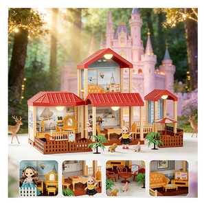 Casa de Muñecas de Juguete de Plástico con Muebles, Piscina, Balcón, Dormitorio, Cocina, Baño, Regalo para Niños - Product Image 4
