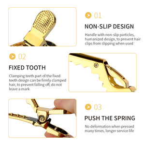 Pince crocodile dorée outil de coiffure pince <span class=keywords><strong>à</strong></span> bec de canard salon de coiffure spécial perm <span class=keywords><strong>accessoire</strong></span> teinture zone de positionnement épingle <span class=keywords><strong>à</strong></span> cheveux - Product Image 4