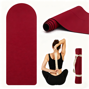Tapis de yoga JULYFIT en caoutchouc PU 5 mm - Antidérapant, écologique, imperméable, design moderne avec œillet JYYM0021-1, logo personnalisé, rose, épais, noir - Product Image 1