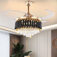 Ventilateur de plafond LED à fréquence variable de luxe Crystal Light pour la maison, le salon et la salle à manger