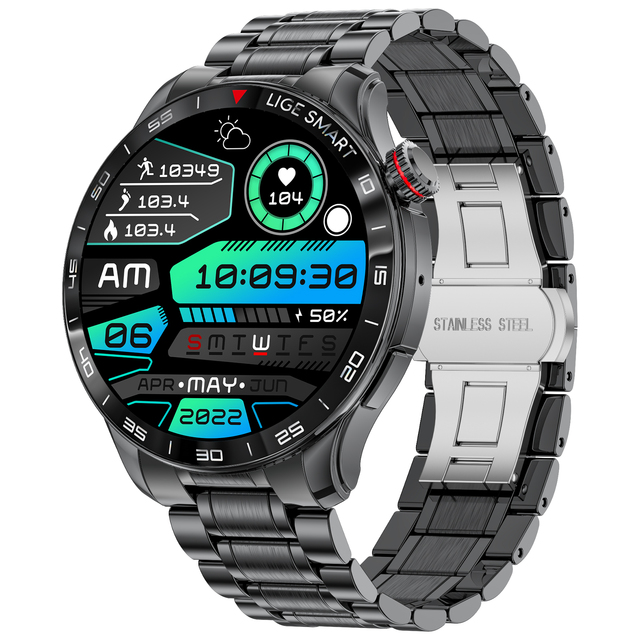 For SML19 Men Watch Smart Android IOS Phone Answer Make Call IP68 Waterproof Stainless Steel 1.43" Screen Sports Fitness