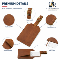 Étiquette de bagage en cuir PU, élégante et luxueuse, souple, gris, marron, noir, avec boucle métallique, porte-identité fin pour valise d'affaires, certifiée CE