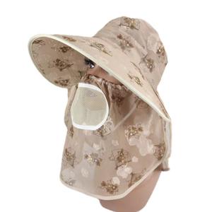 شال صيفي للنساء قبعة واقية من الشمس بحافة واسعة قبعة صيد واقية من أشعة الشمس تغطي الوجه بالكامل - Product Image 6