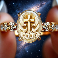 Cincin Potret Perawan Maria Berlapis Tembaga dengan Zirkon, Cincin Oval Bergambar Tokoh Religius, Perhiasan Wanita untuk Pemakaian Sehari-hari, Hadiah