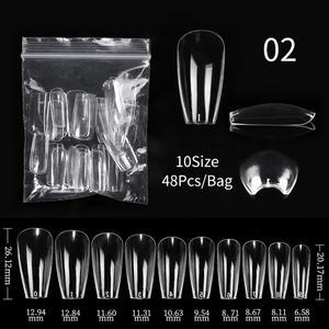 Prensa en las uñas Ataúd Puntas de gel suave Cubierta completa Acrílico UV Gel Sistema de extensión de uñas Puntas de uñas postizas esculpidas de almendra ovalada - Product Image 3