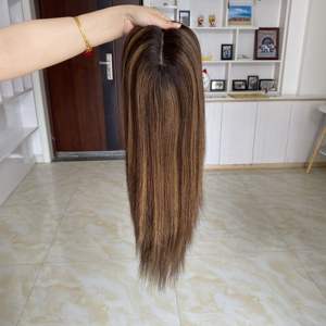 HAWAII #   Listo para Enviar: Topper de Cabello Humano Virgen Europeo con Nudos Invisibles, Base de Seda 9x9, Color Balayage Marrón, Venta al por Mayor - Product Image 5