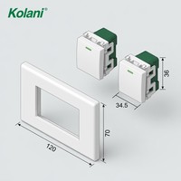 Placa de Control de Luz de Montaje Oculto Kolani 120 de Doble Módulo, Interruptor de Pared con Indicador LED Verde de Dos Botones, Panel de PC Blanco Brillante