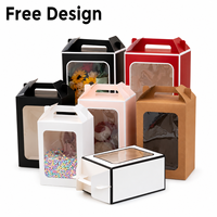 Maßgefertigte Transparente Fenster-Geschenkbox Tragbare Verpackung für Kuchen, Hochzeitsdekoration, Kekse, Blumensträuße, Spielzeug, Kraftpapier-Box