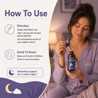 Gouttes liquides de mélatonine, racine de valériane, L-théanine, soutien au sommeil, soutien immunitaire, complément alimentaire, saveur naturelle de baies, 60 ml, adulte