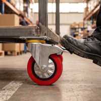 Roue pivotante moyenne en PU avec frein intégral, silencieuse, résistante à l'usure, en polyuréthane, pour chariot industriel et mobilier