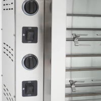 Rôtissoire à poulet électrique professionnelle en acier inoxydable 3/7 broches avec porte vitrée pour restaurant et supermarché (KJ-7CE)