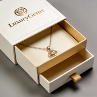 Boîte à bijoux haut de gamme avec tiroir coulissant, logo personnalisé imprimé, emballage de luxe en papier avec insert en mousse de velours