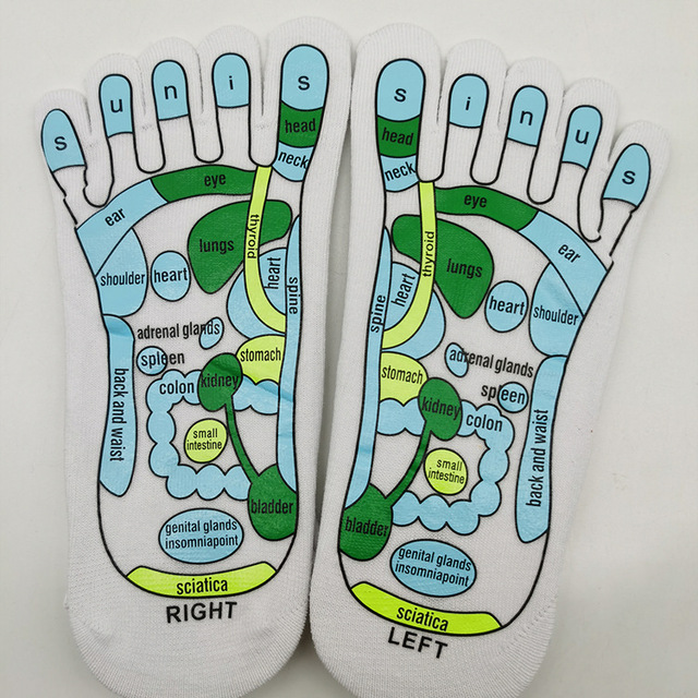 Acupressure Reflexology Socks Unisex Foot Massage Socks Cotton Reflexology Acupressure Charts in English Spanish Rod Included