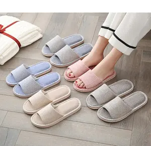 Slippers indoor non-slip home four seasons home floor cotton and linen soft bottom spring and summer linen slippers wholesale