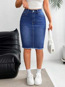 Gonna <span class=keywords><strong>in</strong></span> Denim da <span class=keywords><strong>donna</strong></span> alla moda Casual a vita alta con bordo grezzo e avvolgente gonna <span class=keywords><strong>in</strong></span> Denim alla moda stile Cowboy gonna <span class=keywords><strong>in</strong></span> <span class=keywords><strong>jeans</strong></span> da strada da <span class=keywords><strong>donna</strong></span> <span class=keywords><strong>abito</strong></span> - Product Image 2