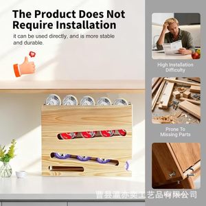 Estante de madera para latas de comida para mascotas, soporte de almacenamiento de tres capas de 43cm para latas de comida para gatos - Product Image 4