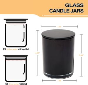 Frascos de Vidrio Esmerilado Negro Translúcido de 315 ml/10.5 oz para Velas (6 Piezas/Caja) - Tapa Metálica Hermética, Envío en 3 Días y Embalaje Corrugado EPE - Product Image 2