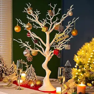 0350 24 "क्रिसमस शादी पार्टी टेबल सेंटरपीस सजावट नकली मनजानिता फॉक्स पेड़ शाखाएं सफेद काले कृत्रिम पेड़