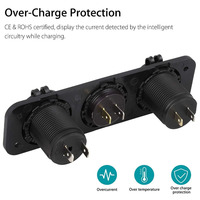 Aksesori Mobil Universal, Panel 3 dalam 1 Universal 12V/24V dengan pengisian daya Cepat USB & Voltmeter untuk perahu RV