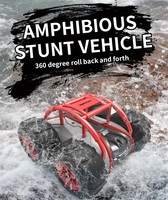 Voiture télécommandée amphibie RC 2,4 GHz avec rotation à 360°, étanche, câble USB, 4 canaux, tout-terrain, eau et terre, électrique